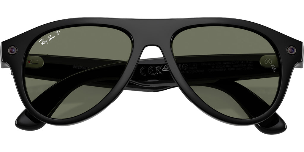 Ray-Ban Meta Aviator Sunglasses (Gen 3) 54mm in Shiny Black with Green Polarized Lenses - 0RW4016-601/9A - image 6