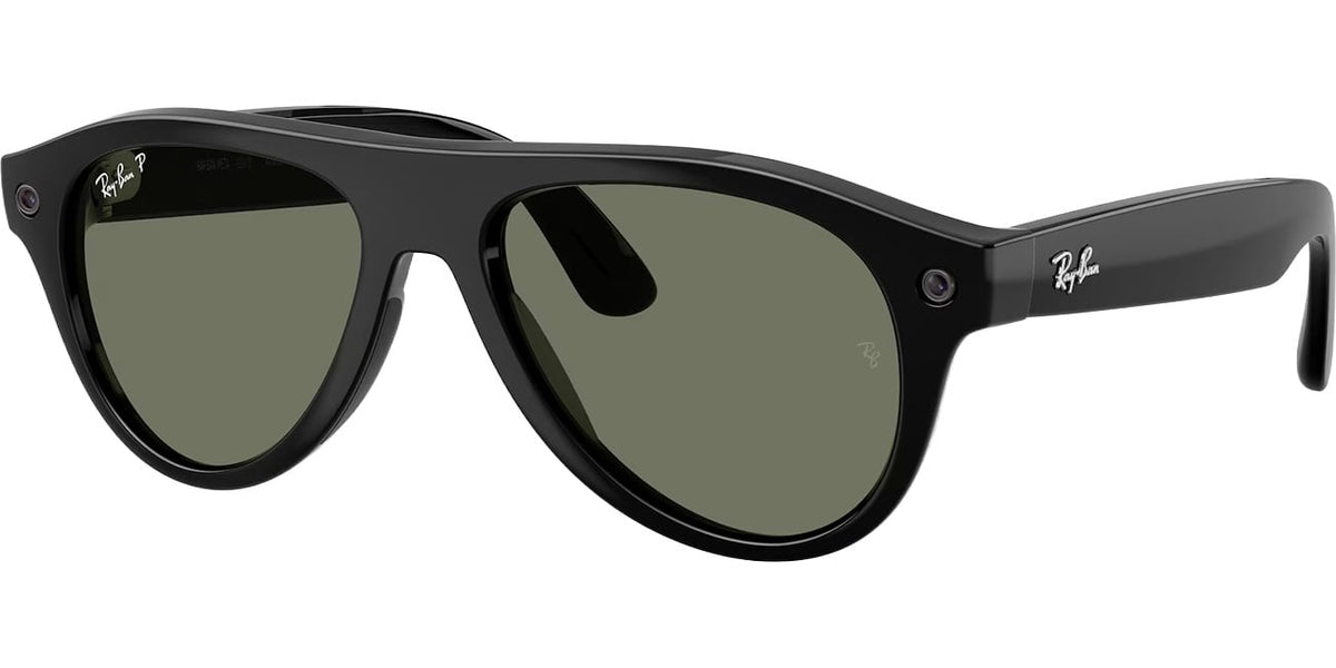 Ray-Ban Meta Aviator Sunglasses (Gen 3) 54mm in Shiny Black with Green Polarized Lenses - 0RW4016-601/9A - image 1