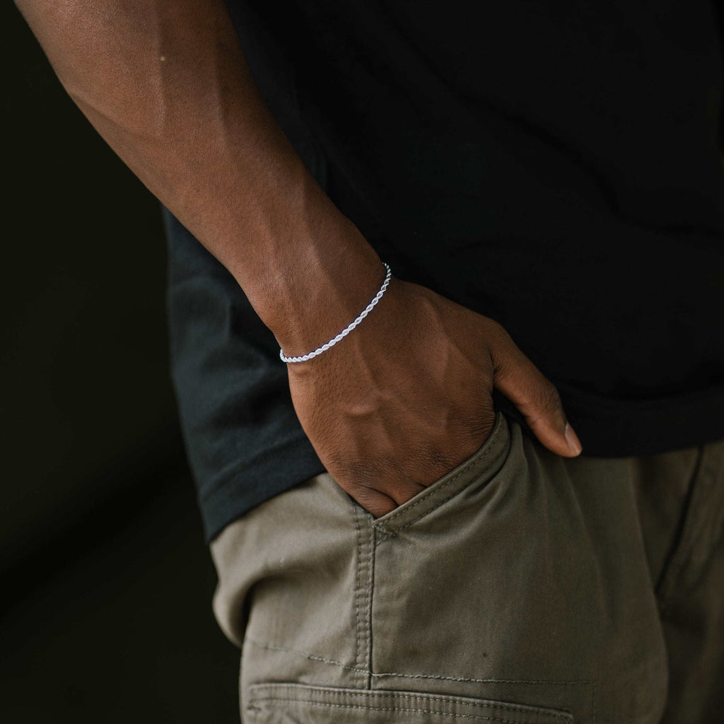 GLD PROMO Rope Bracelet in White Gold (Adjustable)- 2mm