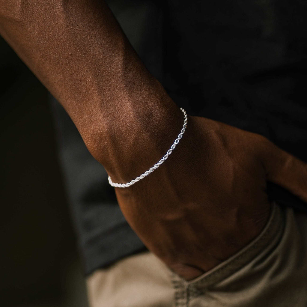 GLD PROMO Rope Bracelet in White Gold (Adjustable)- 2mm
