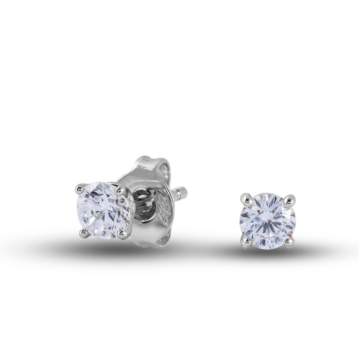 GLD Men Round Cut Lab Grown Diamond Stud Earrings in Solid White Gold