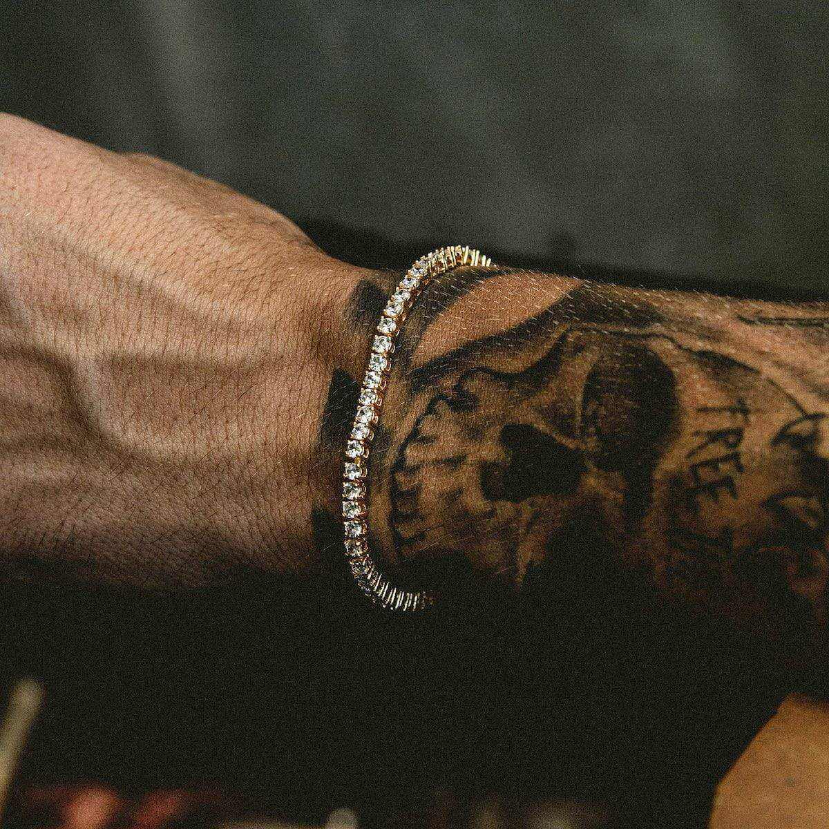 GLD Men Diamond Tennis Bracelet in Yellow Gold- 3mm