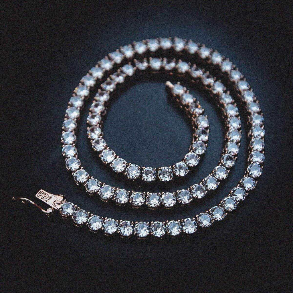 GLD Men Diamond Tennis Necklace in Rose Gold- 5mm