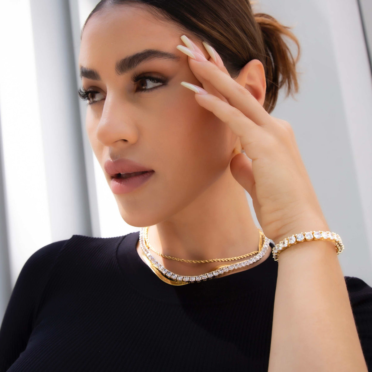 GLD PROMO - WOMEN Diamond Tennis Necklace in Yellow Gold- 5mm