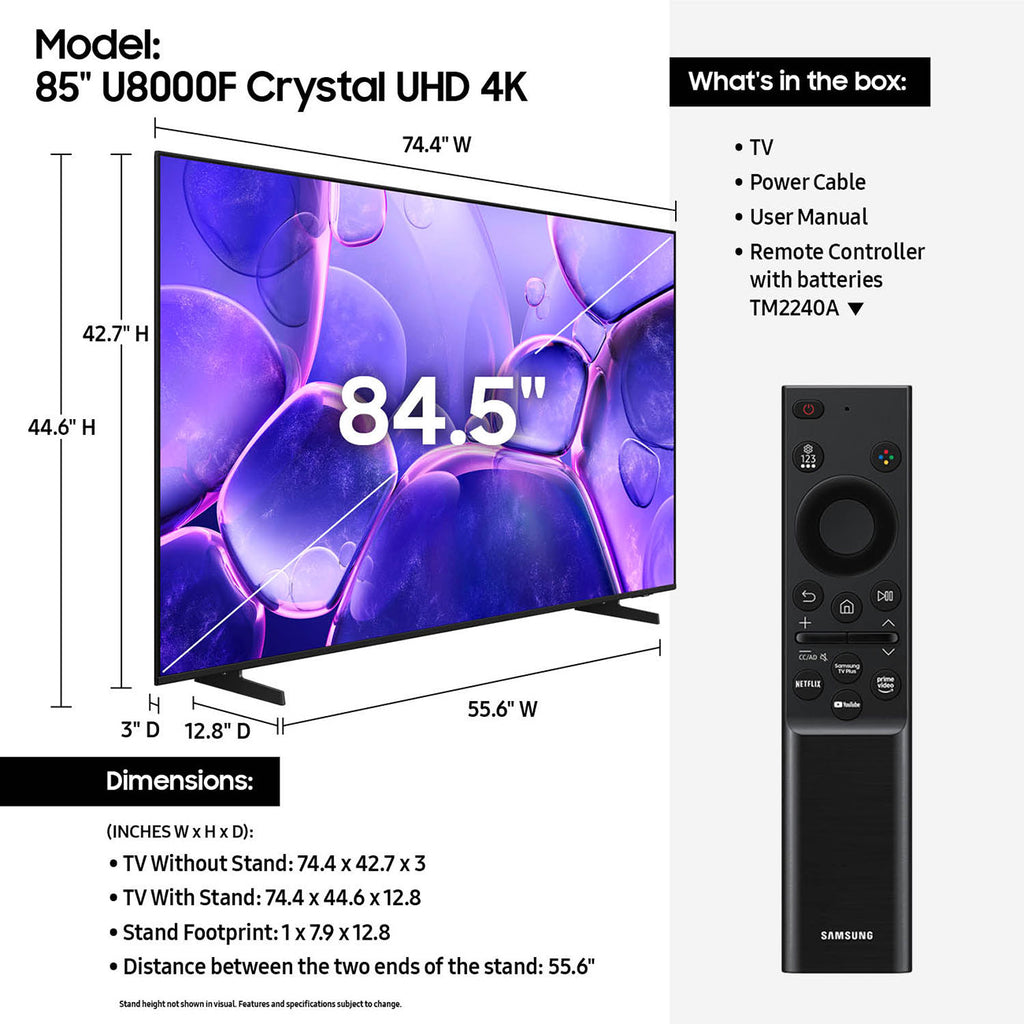 Samsung Crystal UHD U8000F 85-Inch 4K Smart TV in Black - UN85U8000FDXZA - image 5