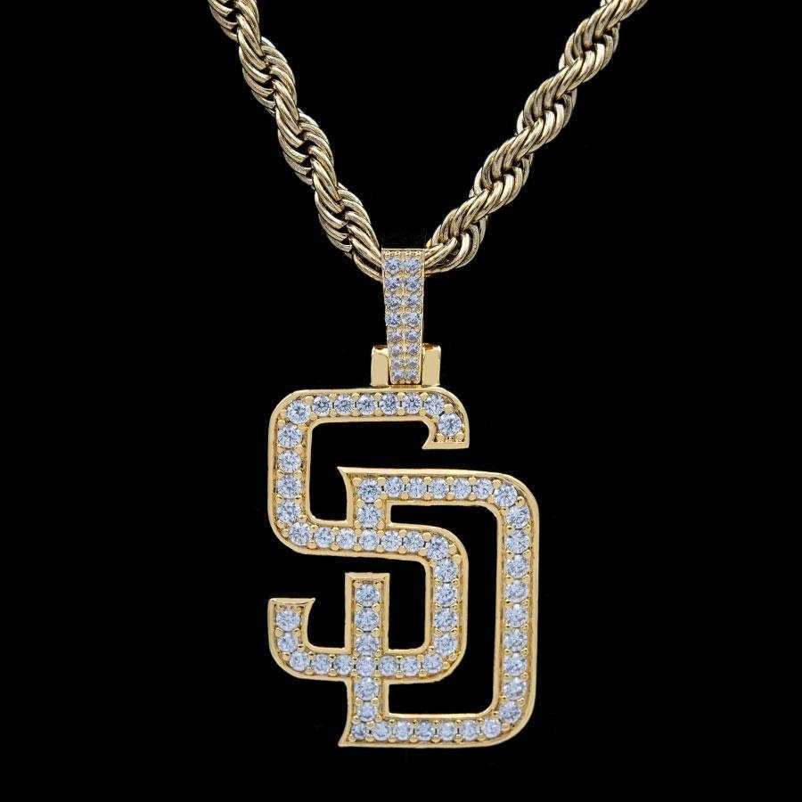 GLD Men San Diego Padres Official MLB Logo Pendant