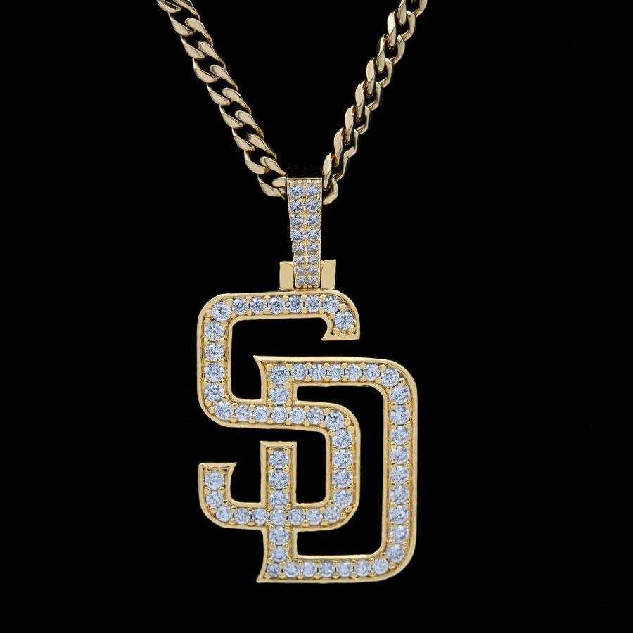 GLD Men San Diego Padres Official MLB Logo Pendant