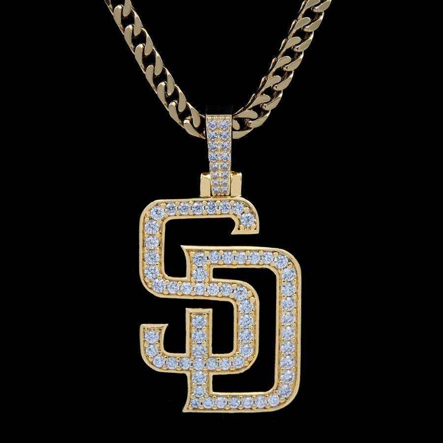GLD Men San Diego Padres Official MLB Logo Pendant