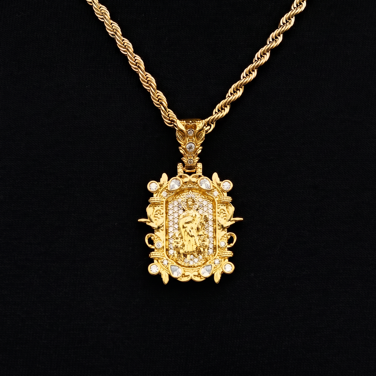 GLD Men Iced Medieval Shepherd Pendant in Yellow Gold