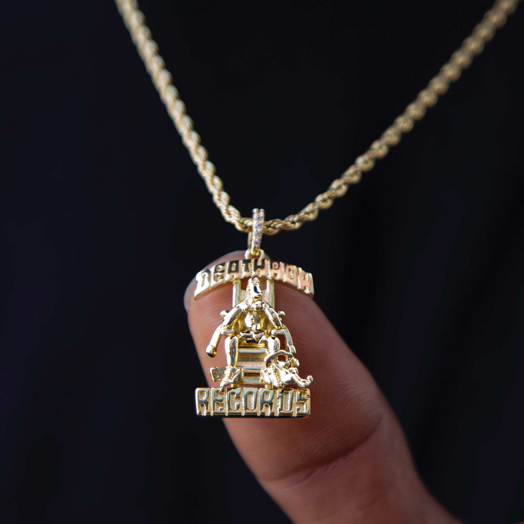 GLD Men Solid Gold Micro Death Row Pendant-Si Diamonds