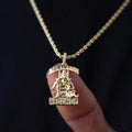 GLD Men Solid Gold Micro Death Row Pendant-Si Diamonds