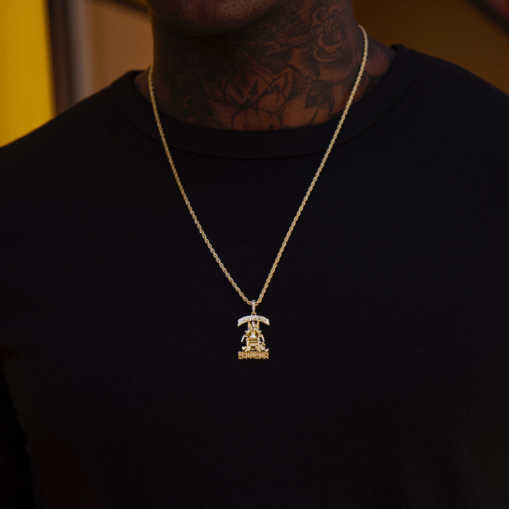 GLD Men Solid Gold Micro Death Row Pendant-Si Diamonds