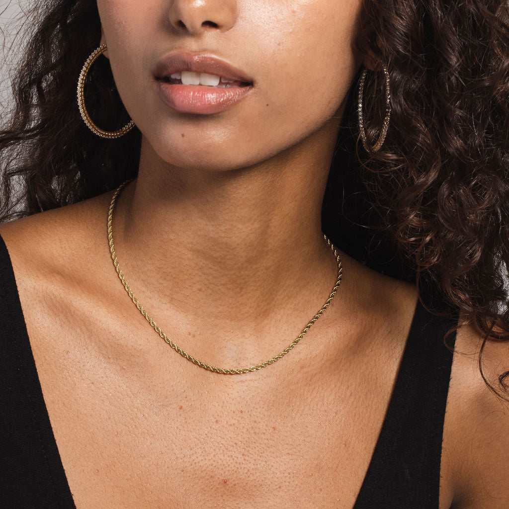 GLD Women Solid Gold Rope Chain (2mm)