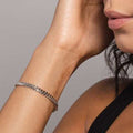 GLD Women Solid White Gold Cuban Link Bracelet (5mm)