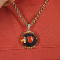 GLD Men Diamond Spain Spinning Globe Flag Pendant in Yellow Gold