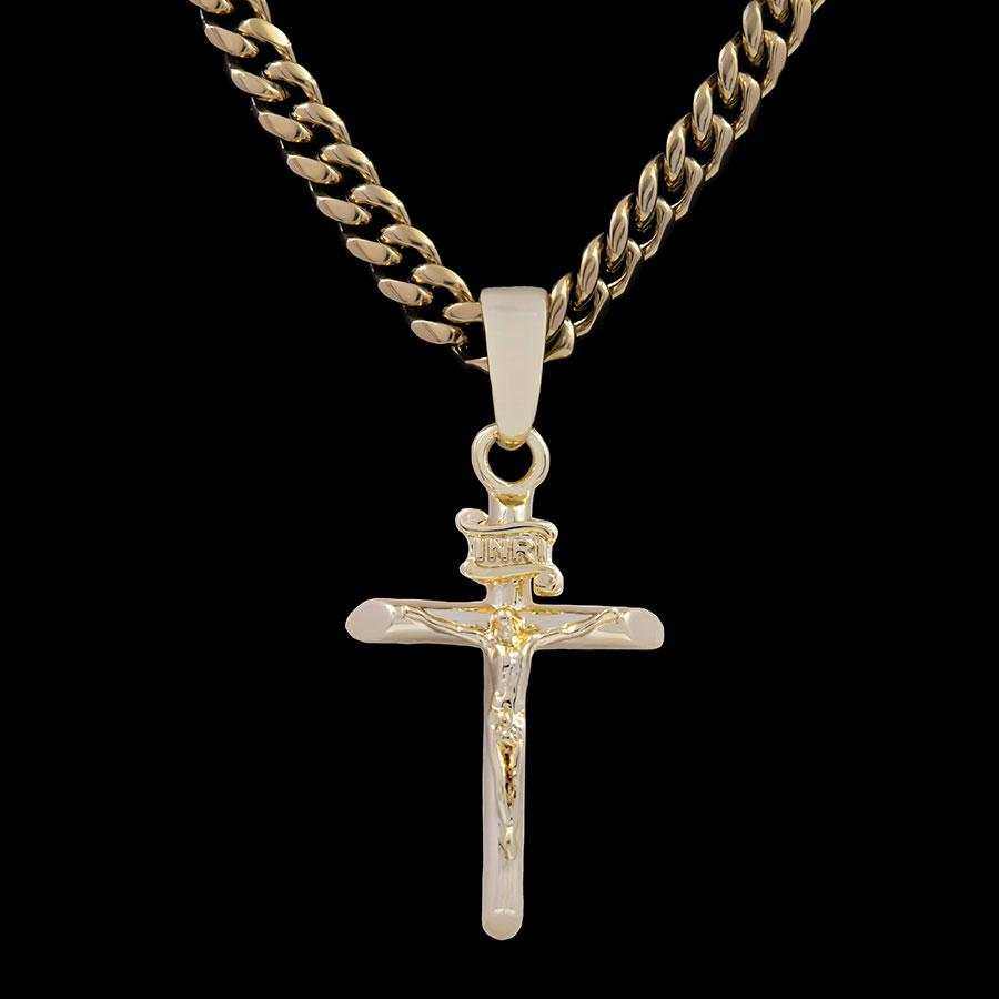 GLD Men Crucifix Pendant in Yellow Gold