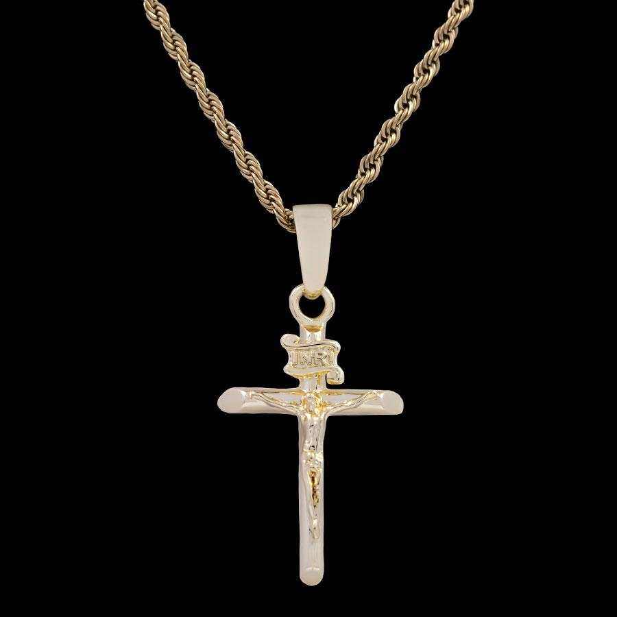 GLD Men Crucifix Pendant in Yellow Gold