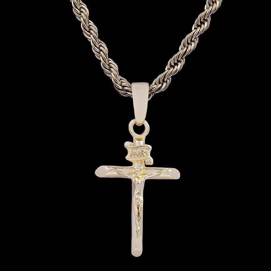 GLD Men Crucifix Pendant in Yellow Gold