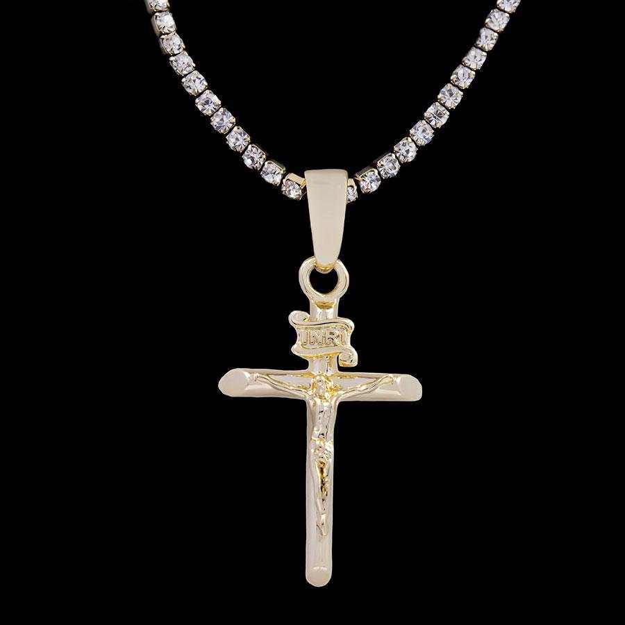 GLD Men Crucifix Pendant in Yellow Gold