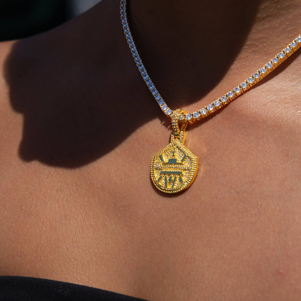 GLD Women Seattle Storm Official WNBA Primary Micro Logo Pendant in Yellow Gold