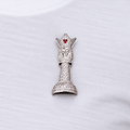 GLD Women Iced Chess Queen Brooch in White Gold